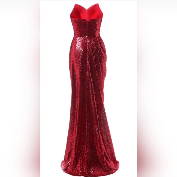 Retro Stage Elegant Red Sequin Gown Jessica Rabbit Style Small - Picture 3 of 13